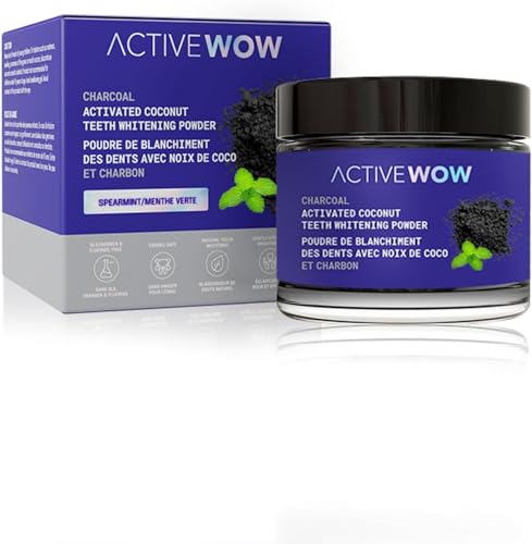 Active Wow Activated Coconut Charcoal Powder - Whitening Activated Charcoal, Charcoal Spearmint Toothpaste, Fluoride Free, Sulfate & Paraben Free, Charcoal Toothpaste Powder (Spearmint)