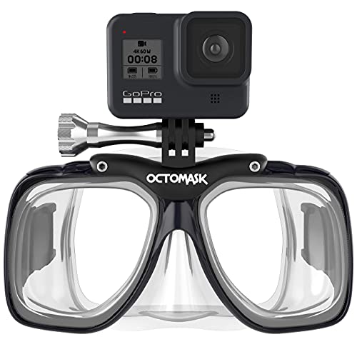 OCTOMASK - Dive Mask w/Mount for All GoPro Hero Cameras for Scuba Diving, Snorkeling, Freediving (Clear)…
