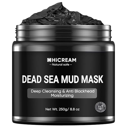 Hicream Dead Sea Mud Mask for Face and Body - Natural Face and Skin Care -Deep Cleansing Clay Mask for Acne,Blackheads, Whitehead,Oily Skin, Minimize Pores,Moisturizing -for Women & Men-8.8 oz/250g