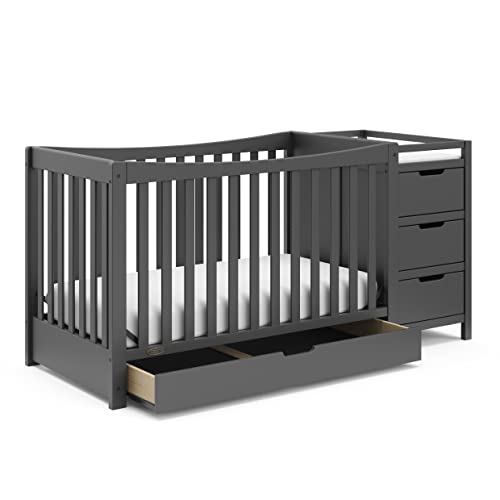 Graco Remi 4-in-1 Convertible Crib & Changer with Drawer - Gray