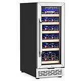 ROVRAK Upgrade Wine Cooler Refrigerator, 15 Inch 32 Bottle, Fast Cooling Low Noise and Frost Free Wine Fridge with Digital Temperature Control, Stainless Steel Compressor Wine Cooler for Built-in or Freestanding 41-72℉…