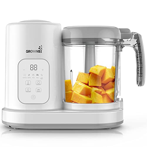 GROWNSY Baby Food Maker | Baby food Processor | All-in-One Baby Food Puree Blender Steamer Grinder Mills Machine Auto Cooking & Grinding with Self Cleans Touch Screen LCD Display, BPA Free