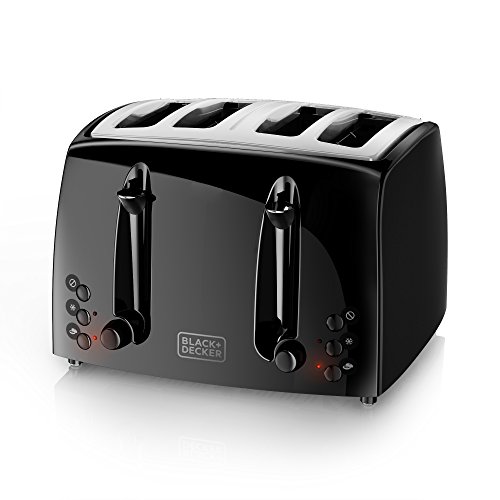 BLACK+DECKER 4-Slice Toaster, Extra-Wide, Black, TR1410BD,10.91x11.54x7.71