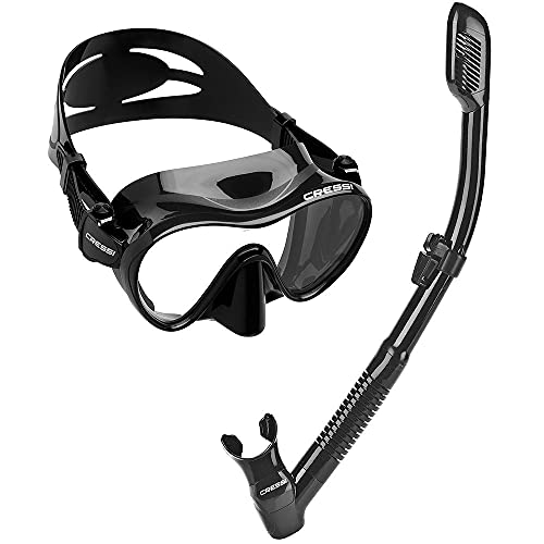 Cressi Italian Boutique Collection - Tempered Glass Lens Frameless Scuba Snorkeling Dive Mask - Splash Guard Dry Snorkel Set