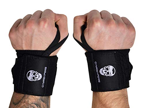 Gymreapers Weightlifting Wrist Wraps (Competition Grade) 18' Professional Quality Wrist Support with Heavy Duty Thumb Loop - Best Wrap for Powerlifting, Strength Training, Bodybuilding(Black,18')
