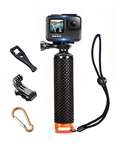 Waterproof Floating Hand Grip Compatible with GoPro Hero 12 11 10 9 8 7 6 5 4 3 3+ 2 1 Session Black Silver Camera Handler & Handle Mount Accessories Kit for Water Sport and Action Cameras (Orange)