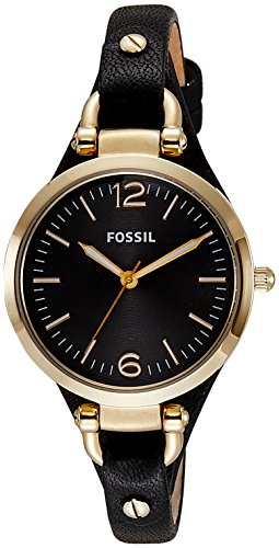 Fossil Women's ES3148 Georgia Three-Hand Gold-Tone Stainless Steel Watch with Leather Band