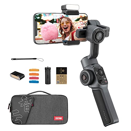 Zhiyun Smooth 5 Combo Gimbal Stabilizer, 3-Axis Handheld Smartphone Gimbal with Grip Tripod Vlog LED Fill Light for iPhone Android FiLMiC Pro