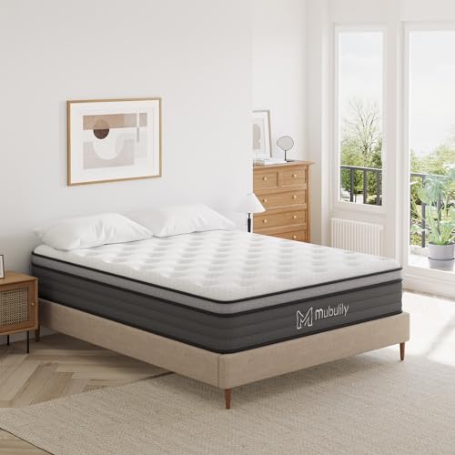 Mubulily Full Mattress,8 Inch Hybrid Mattress in a Box with Gel Memory Foam,Motion Isolation Individually Wrapped Pocket Coils Mattress,Pressure Relief, Medium Firm Support,CertiPUR-US.