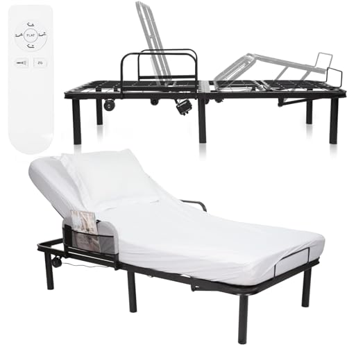 Vive Adjustable Bed Base Frame (Twin) - Electric Heavy Duty Metal Platform Bed Frame with Adjustable Base for Hospital Mattress - Remote for Head, Leg & Foot Incline - Dual USB Ports - Easy Assembly