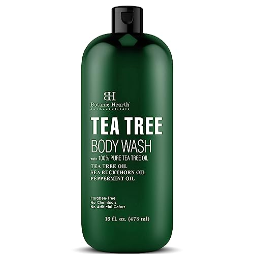 Botanic Hearth Tea Tree Body Wash, Helps with Nails, Athletes Foot, Ringworms, Jock Itch, Acne, Eczema & Odor, Soothes Itching Promotes Healthy Skin and Feet, Naturally Scented, 16 fl oz