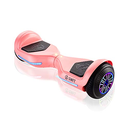 Ride SWFT Blaze Self Balancing Hoverboard Scooter Up to 7 Miles Per Hour with Front Facing LED Lights and 6.5 inch Wheels, Flamingo