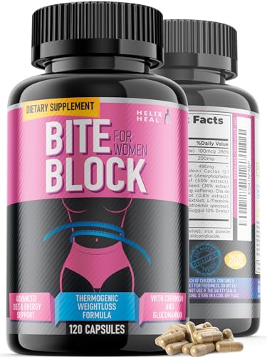 Appetite Suppressant for Weight Loss Women - Pills for Bloating Relief & Carb Blocker, Thermogenic Belly Fat Burner w/Chromium Caffeine Glucomannan - Diet Pills Work Fast, 120 Capsules