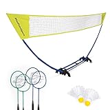 EastPoint Sports Badminton Sets; Easy Set Up or 4-Way Styles, Backyard Game, Portable Net, 4 Badminton Rackets, 2 Shuttlecocks and Accessory Bag