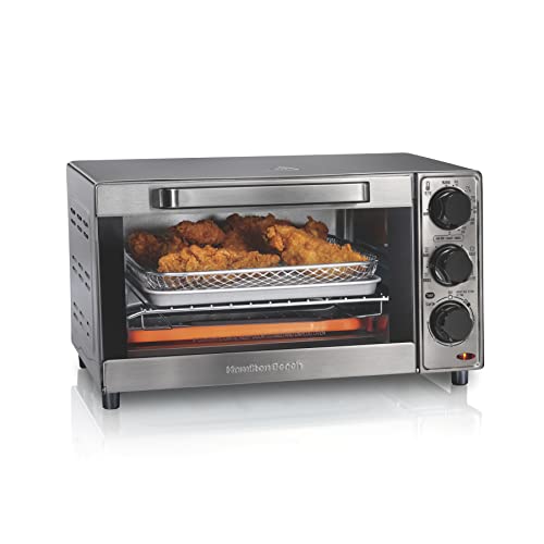 Hamilton Beach Sure-Crisp Toaster Oven Air Fryer Combo, Fits 9” Pizza, 4 Slice Capacity, Powerful Circulation, Auto Shutoff, Stainless Steel (31403)