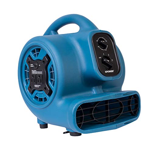 XPOWER P-230AT Mini Mighty 1/4 HP 925 CFM Centrifugal Air Mover, Carpet Dryer, Floor Fan, Blower, Stackable, Daisy Chain, for Water Damage Restoration, Janitorial, Plumbing, Home Use