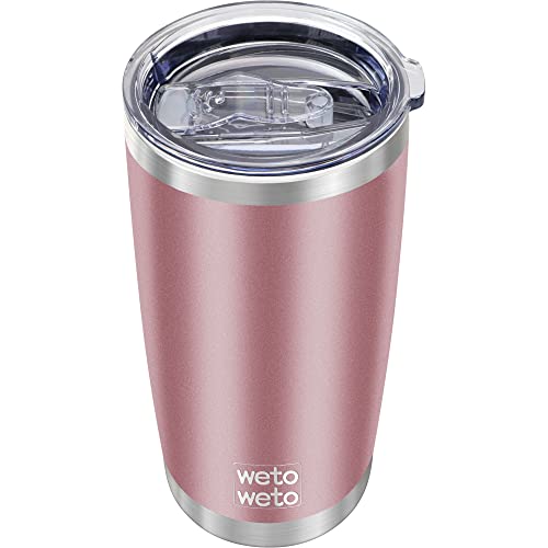 WETOWETO 20oz Insulated Stainless Steel Tumbler, Coffee Tumbler, Double Wall Vacuum Travel Coffee Mug, Powder Coated Tumbler Cup (Rose Gold,1)