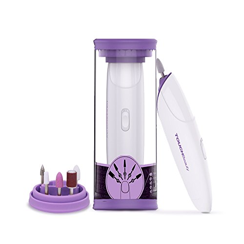 TOUCHBeauty Electric Nail File Drill Buffer Set with LED Light, 5in1 Professional Manicure & Pedicure Kit for Natural Nail Home Use,Nail Salon Battery Powered Purple TB-1333
