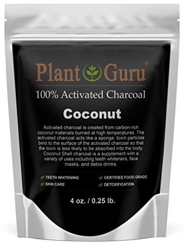 Activated Charcoal Powder 4 oz. COCONUT - Food Grade Kosher Non-GMO - Teeth Whitening, Facial Mask and Soap Making. Promotes Natural Detoxification and Helps Digestion