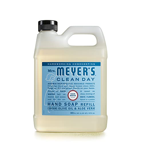 MRS. MEYER'S CLEAN DAY Hand Soap Refill, Made with Essential Oils, Biodegradable Formula, Rain Water, 33 fl. oz