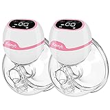 Rainyb Double Wearable Breast Pump , Electric Hands Free Breast Pump Quiet Spill-Proof Strong Suction Power , Can Be Worn in-Bra 3 Modes & 9 Levels with Touch Display Comes with 19/21/24mm Flanges