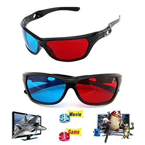 VizGiz 2 Pack 3D Glasses for TV Cyan Red Blue 3 Dimensional Glasses for Anaglyph Stereoscopic Movie Comic Book Photo Projector Computer Screen Game DVD Film Television Home Theater