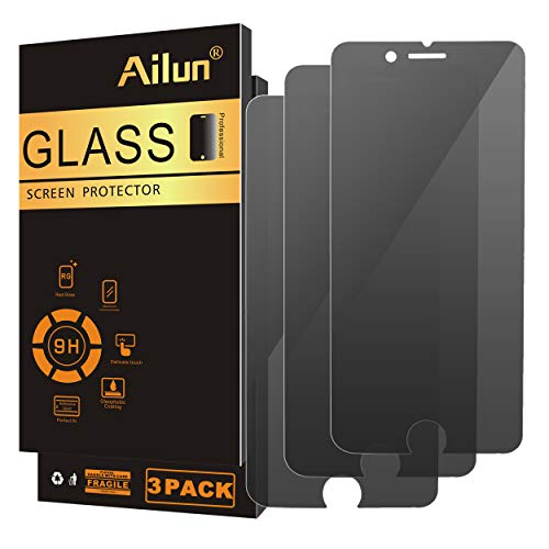 Ailun Screen Protector Compatible with iPhone 8 Plus 7 Plus Privacy Anti Glare 3Pack Anti Spy Private Tempered Glass [Black]