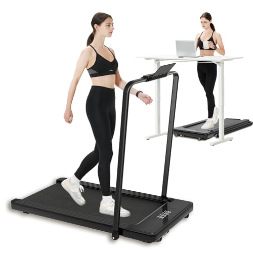 Bifanuo 2 in 1 Folding Treadmill, Smart Walking Running Machine with Bluetooth Audio Speakers, Installation-Free，Under Desk Treadmill for Home/Office Gym Cardio Fitness（Black）