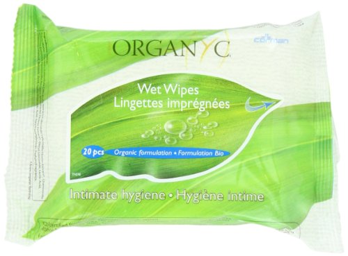 ORGANYC 100% Organic Cotton Feminine Hygiene Wipes, 20-count Packages (Pack of 6)