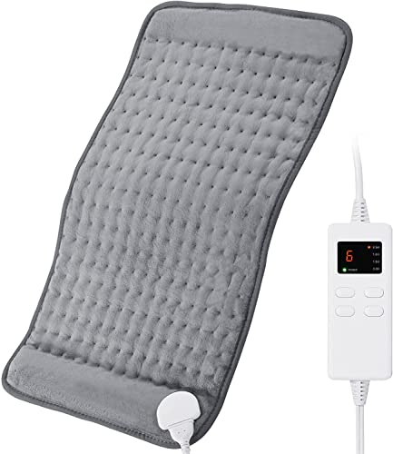 Toberto Heating Pad for Back Pain Relief Ultra Soft 12'x24' Large Electric Heating pad for Muscle Cramps Heated Pad with 6 Adjustable Temperature Settings Auto Shut Off Charcoal Grey
