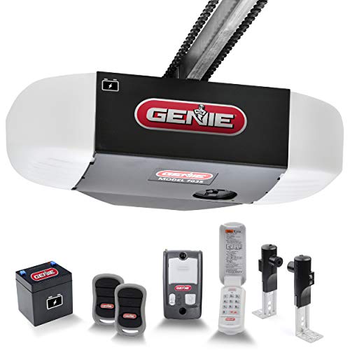 Genie Chain Drive 750 3/4 HPc Garage Door Opener w/Battery Backup - Heavy Duty Chain Drive - Operate your garage door when the primary power is out - Wireless Keypad Included, Model 7035-TKV,BLACK