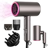 Ionic Hair Dryer - LARMHOI 1800W Professional Negative Ions Hair Blow Dryer with 3 Heating/2 Speed/Cold Settings, 2 Nozzles and 1 Diffuser, Foldable Blow Dryer for Home, Travel, Salon Use