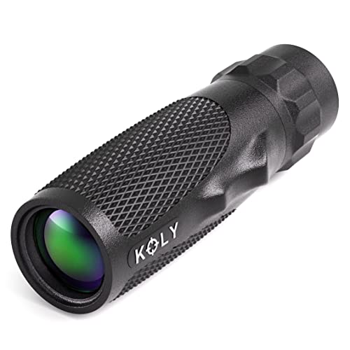 Koly BAK-4 Prism 10X25 Monocular Telescope, Compact Weather Resistant Scope with Snake Skin Grip, Designed for Bird Watching, Hiking, Hunting, Archery, and More, 10X Magnification, Black