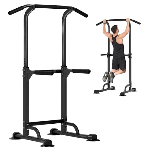 DlandHome Power Tower Dip Station Pull Up Bar for Home Gym Pull Up Bar Station Workout Equipment, Strength Training Fitness,Black