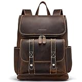 BOSTANTEN Leather Backpack for Men 15.6 inch Laptop Backpack Vintage Travel Office Bag Large Capacity School Shoulder Bag