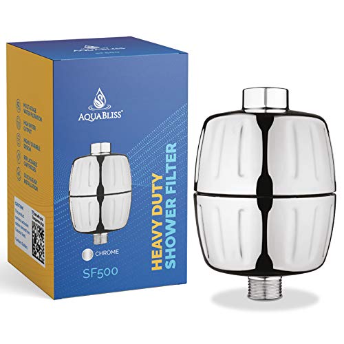 AquaBliss HD HEAVY DUTY High Output Shower Filter – Latest Superior Advanced 30x Filter Media - Universal Multi-Stage Shower Head Filter Reduces Chemicals, Chlorine & Odors (SF500) - Chrome