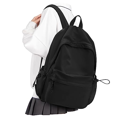VECAVE School Backpack Black Waterproof Bookbag Casual Lightweight Travel Rucksack Daypack Backpacks for Men Women College High School Bags backpack for Boys Girls Teens
