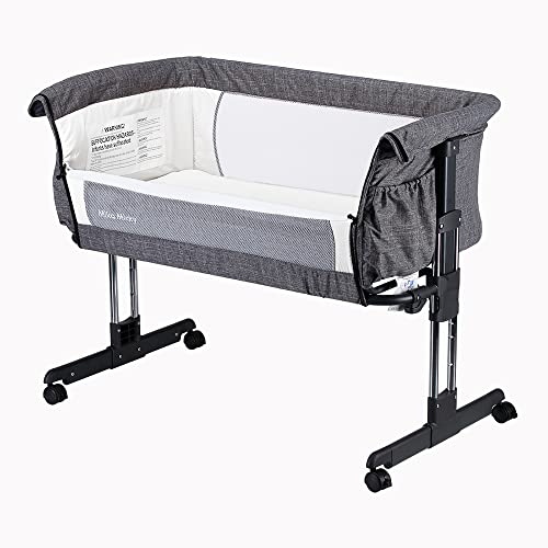 Mika Micky Baby Bassinet Bedside Sleeper Bedside Crib Easy Folding Portable Crib All mesh 2022 New,Grey