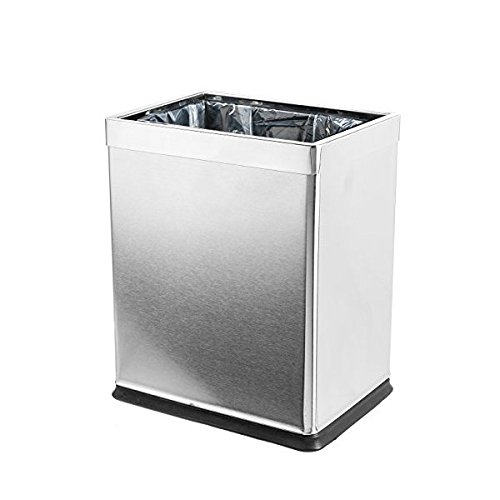 Brelso 'Invisi-Overlap' Open Top Stainless Steel Trash Can, Small Office Wastebasket, Modern Home Décor, Rectangle Shape