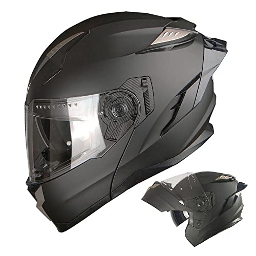 1Storm Motorcycle Modular Full Face Helmet DOT Adults Street Bike Flip up Dual Visor Sun Inner Shield Anti Fog Pinlock Shield: Matt Black