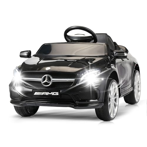 TOBBI Licensed Mercedes Benz Electric Car for Kids 3+, Children Ride On Toy with Parental Remote Control, Kids’ Electric Vehicle with Soft Start Design/3 Speed/Radio & LED Lights-Black