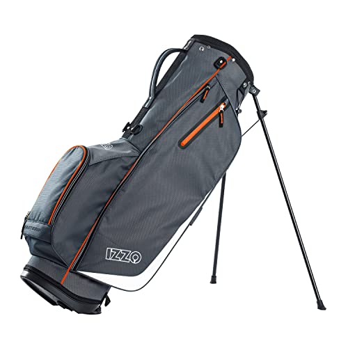 IZZO Golf Ultra-Lite Stand Golf Bag with Dual-Straps & Exclusive Features, Grey/Orange, 3.2 pounds