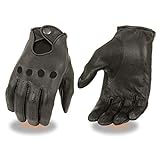 Milwaukee Leather SH869 Men's Black Deerskin Unlined Professional Driving Gloves - Large