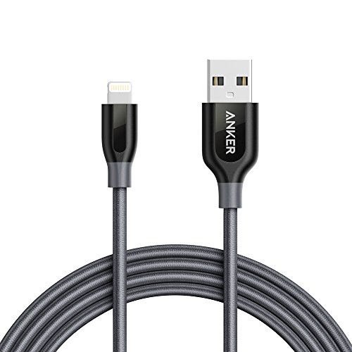 Anker PowerLine+ Lightning Cable (6ft) Durable and Fast Charging Cable [Double Braided Nylon] for iPhone X / 8 / 8 Plus / 7 / 7 Plus / 6 / 6 Plus / 5s / iPad and More(Gray)