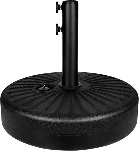 Simple Deluxe 20 Inch 50lbs Weight Capacity Heavy Duty Fillable Market Patio Umbrella Round Base Stand with Holder for Outdoor Lawn, Garden, Yard, Deck, 20inch, Black