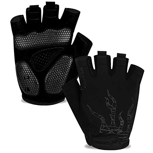 MOREOK Cycling Gloves Bike Gloves for Men/Women-[Breathable Anti-Slip 5MM Gel Pad] Biking Gloves Half Finger Road Bike MTB Bicycle Gloves-050-BLACK-XL