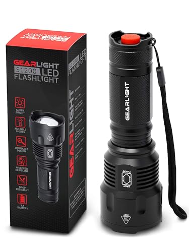 GearLight High-Powered LED Flashlight S1200 - Mid Size, Zoomable, Water Resistant, Handheld Light - High Lumen Camping, Outdoor, Emergency Flashlights