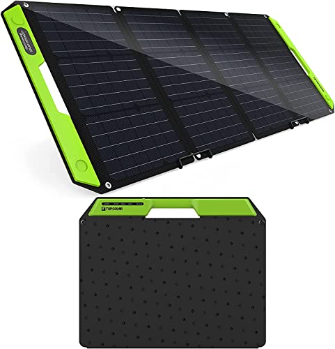 Topsolar 100W Foldable Portable Solar Panel Charger Kits for Portable Power Station Generator Cell Phones Camera Lamp 12V Car Boat RV Battery(Dual USB Ports & 19/14.4V DC Output)