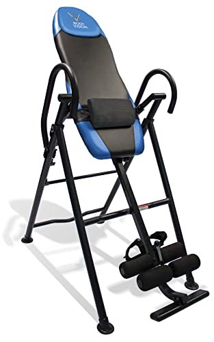 Body Vision IT9550 Deluxe Inversion Table with Adjustable Head Pillow & Lumbar Support Pad, Blue - Heavy Duty up to 250 lbs