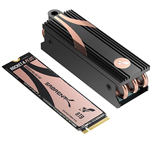 SABRENT Rocket 4 Plus SSD with Heatsink 8TB PCIe Gen 4 NVMe M.2 2280 Internal Solid State Drive, Extreme Speed, Heat Management [SB-RKT4P-HTSP-8TB]